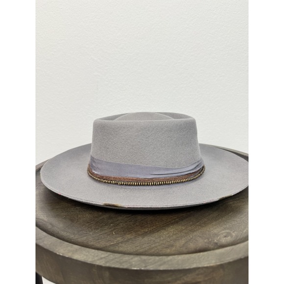 Free People Cosmic Roundtop Hat Women\'s M Gray Fedora Wide Brim Stars Studded main image 6